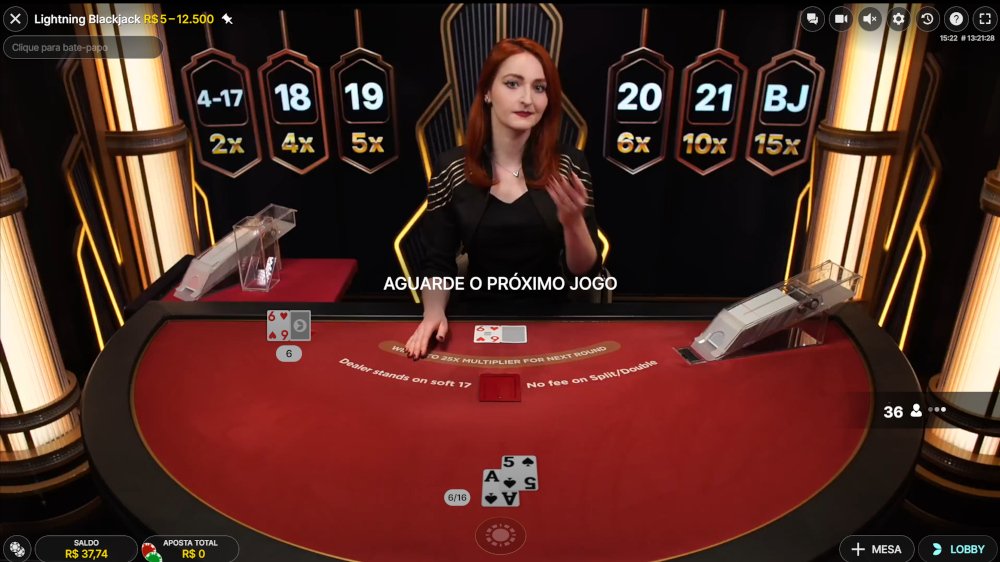 Lightning Blackjack decisões