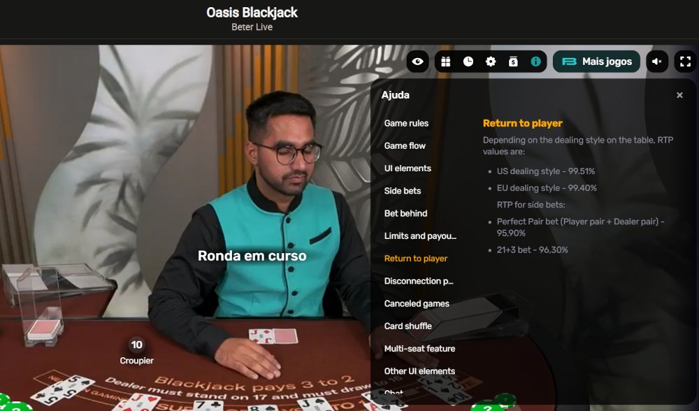 Oasis Blackjack RTP