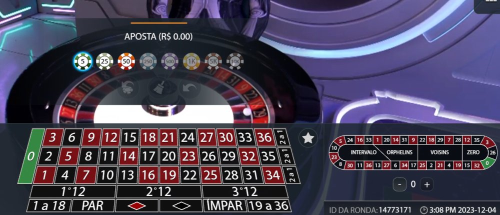 Galaxy Roulette tipo de apostas